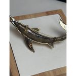 Vintage Marlin Fish Brooch With Rhinestones Gold & Enamel Purple Photo 9