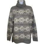 CUPCAKES AND CASHMERE Fair Isle Gray & White Snowflake Turtleneck Sweater EUC S Photo 1