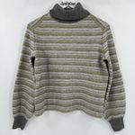 Vince ‎ Green Gray Fair Isle Striped Wool Cashmere Turtleneck Sweater Size Small Photo 2