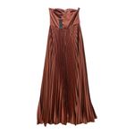 Lulus  NWT Perfected Elegance Mauve Satin Pleated Strapless Maxi M Photo 1