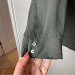 H&M Olive Green/ Charcoal Gray Women's Chiffon Button Down Blouse Size 12 Photo 3