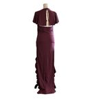 Halara  Maxi Dress Cape  Draped Ruffles Padded Tie Back Side Slit Unique Formal Photo 12