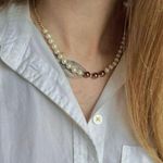 Handmade Chocolate Pearl Goldcore Necklace  “Padua” Toggle Cream Espresso Classy Photo 0