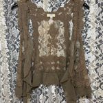 Umgee  Lace vest tan NWOT M/L rose appliqué ruffles lace Photo 10