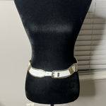 Jose Cotel Paris France Vtg Belt Silver Gold Links White Leather‎ Photo 0