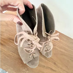 Joie  Suede Leather Lace Up Open Toe Wedge Heel Booties Brown Women's Size 39/8.5 Photo 2