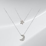 Silver Star and Moon Pendant Necklace Photo 3