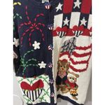 Vintage 90s Eagle's Eye Patriotic American Flag Bear KNITTED sweater Size Medium Photo 2
