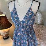 Angie blue boho western floral tie back mini swing dress M Photo 1