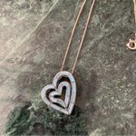 Blue Mother Of Pearl Inlay Double Heat Pendant Necklace 925 Sterling Silver 18” Photo 0