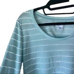 Cooperative  Open Back Scalloped Aqua Light Blue striped bow white top Si… Photo 6