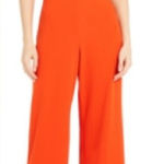 Alfani Size Large Red Sleeveless Mock Neck Jumpsuit Back Zipper Stretch Material Photo 0