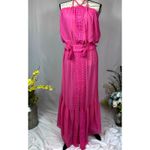 Ramy Brook  Priscilla Sleeveless Tassels Halter Open Slit Dress Pink L Photo 1