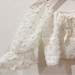 J.ING Jing White with Blue Flower Print Short Sleeve Crop Top One Size NWT Photo 2