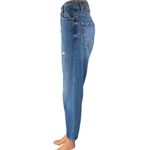 ZARA  Women's Blue Distressed High Waisted Straight Cropped Denim Jeans Size S Photo 1