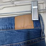 AERO High Rise Distressed Denim Mini Skirt Size 000 Raw Hem Blue Jean Skirt Photo 4