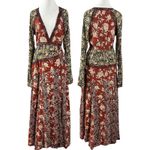 Free People  Tilda Maxi Wrap Dress Neutral Small Western Bohemian Witchy Photo 8