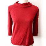 Eileen Fisher  Red Cowl Neck Sweater Top 3/4 Sleeve Photo 0