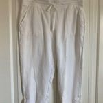 T By Talbots Womens Pants L Cropped Drawstring White Cotton Size L Photo 0