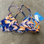 Cupshe Release Happiness Blue Floral Print Lace Up Back Bikini Top Size S Photo 3