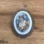 Cameo Vintage Brooch Western Germany Lady In Hat Photo 1