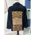Women's Vintage Black Corduroy Patchwork Tapestry Barn Jacket Chore Coat XL Photo 1