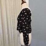 Billabong Boho Off Shoulder Floral Square Neck Long Sleeve Crop Top Black Size S Photo 3
