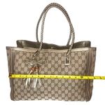 Gucci Bella GG Canvas Leather Shoulder Bag Braided Leather Strap & Bamboo Tassel Photo 13
