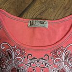 Orange Pink Graphic 3/4 Sleeve Y2K shirt Blue Canyon sz small Reba Photo 4