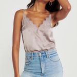 Abercrombie & Fitch Abercrombie Off white satin bodysuit with lace trim Size XL Photo 0