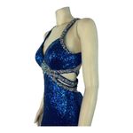 Faviana 7507 Royal Blue Sequenced sexy open back prom dress size 4 Photo 5