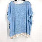 Janice Gauzy Fringe Coverup Elephant Motif One Size Large‎ XL medium Swim Blue Photo 5