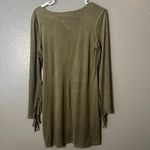 Brat Star  Size M/L (Est.) Olive Green Faux Suede Tie-Sleeve Mini Dress / Tunic Photo 3