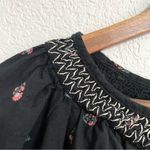 Old Navy Womens Shirt Black Floral Embroidered Poet Puff Sleeve Size Large Photo 5