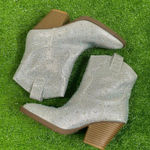 Forever Women’s Size 5.5 Silver Rhinestone Western Ankle‎ Boots Glam Bedazzled Photo 0