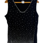 MSK Beaded Pearl Scallop Hem Sleeveless Dressy Cocktail Tank Blouse Size 1X Black Photo 0