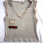 Vintage Voice M Army Cropped Tank Top Distressed Grunge Y2K Edgy Baddie Military Tan Size M Photo 0