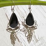 Peruvian Dark Brown Stone Alpaca Silver Earrings Photo 10