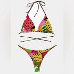 NEW It’s now cool String Bikini Bottom cheeky‎ thong in Tropicool, size M Green Size M Photo 3