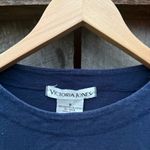 Vintage Victoria Jones Navy School Teacher Graphic Long Sleeve Shirt Blue Photo 3