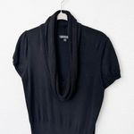 EXPRESS [] Black Cowl Neck Ribbed Knit Short Sleeve Sweater Top Size Medium M Photo 3