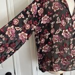 White House | Black Market Sheer long sleeve velvet burnout paisleu print blouse Photo 9