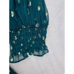 Lilly Pulitzer  Emerald Green Metallic Dot Silk Blend Long Sleeve Blouse Top XL Photo 5