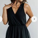 ASTR  Romper Womens Medium Black V Neck Ruffle Hem‎ Sleeveless Lined Dressy Photo 0