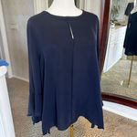 Brand New KOBI HALPRIN 100% Silk Blouse in Navy Blue Size Large Retail $298 NWT Photo 1