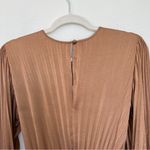 ALC Frank A.L.C. Leah II Pleated Long Sleeve Maxi Dress Gown in Toffee Photo 8