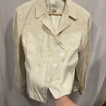 Neiman Marcus Beautiful linen silk creamy asymmetrical chunky button blazer luxe Photo 0