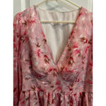 Women's SHEIN CURVE Long Sleeve Floral Dress 1X Pink Brown Photo 2