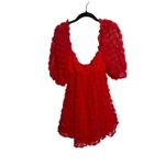 For Love & Lemons  Hannah Mini Dress – Red Rosette Chiffon, Women’s Size S Photo 2