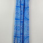 Vineyard Vines  Sand Dollar Scarf Print Maxi Dress White Blue Womens 12 Side Slit Photo 0